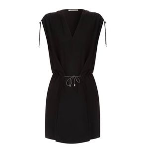 Maje Cold Shoulder Tie Dress Black Mini Dress Parisian Style Size 1